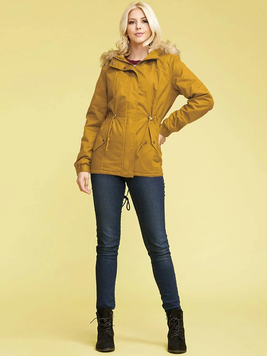 Made By Johnny Women's Casual Military Anorak Jacket Safari Utility - Lightweight Detachable Hoodie