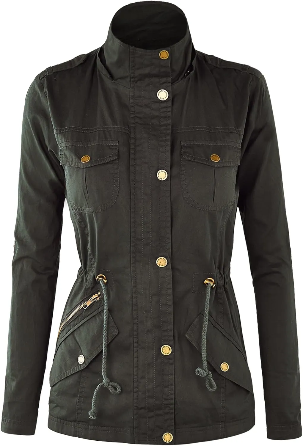Made By Johnny Women's Casual Military Anorak Jacket Safari Utility - Lightweight Detachable Hoodie