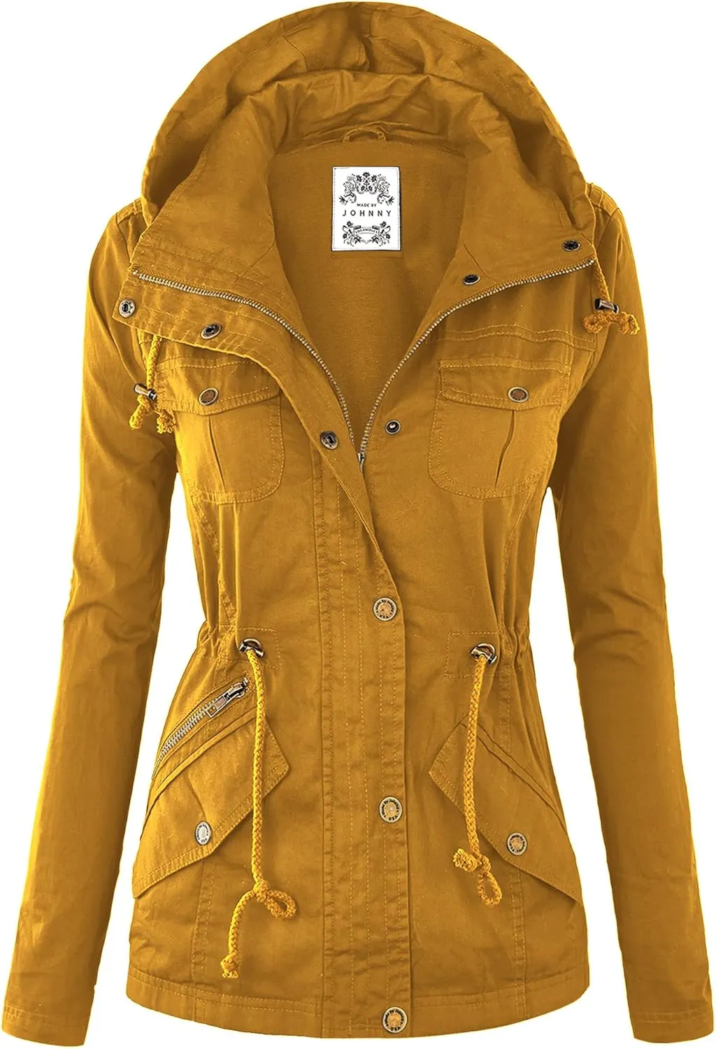 Made By Johnny Women's Casual Military Anorak Jacket Safari Utility - Lightweight Detachable Hoodie