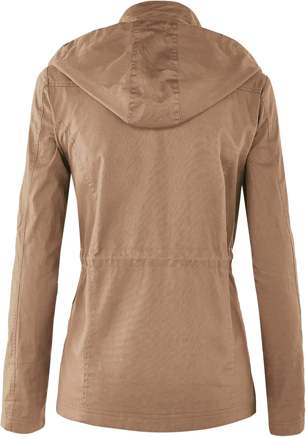 Made By Johnny Women's Casual Military Anorak Jacket Safari Utility - Lightweight Detachable Hoodie