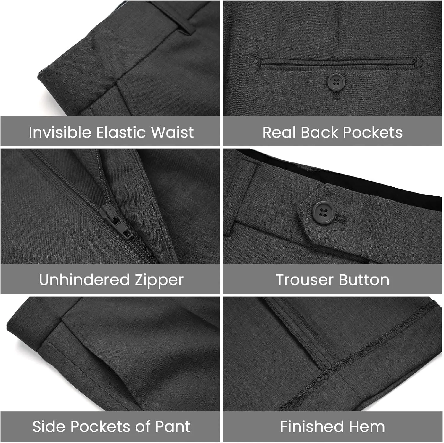 MAGE MALE Men's Slim Fit Stretch Dress Pants Stylish Suit Pants Dress Slacks
