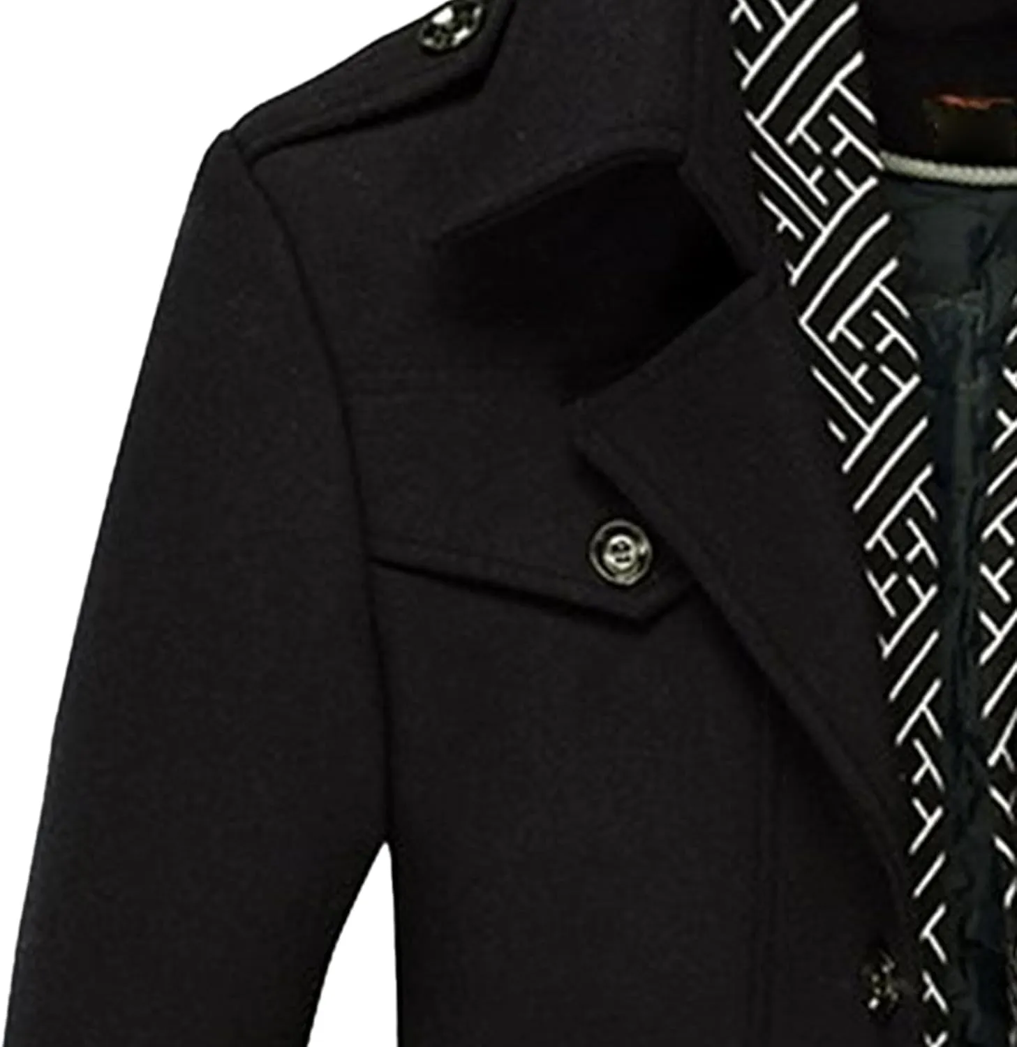 Maiyifu-GJ Men Stylish Scarf Single Breasted Wool Blend Coat Thick Winter Warm Slim Fit Coat Business Top Trench Overcoat