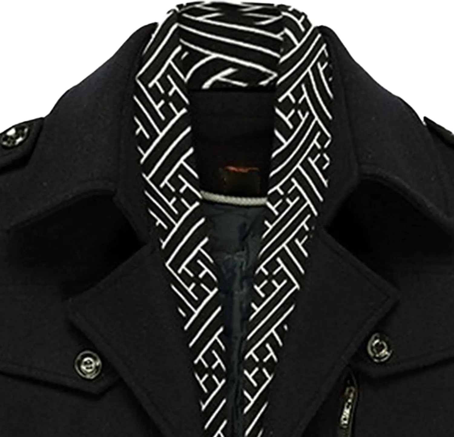 Maiyifu-GJ Men Stylish Scarf Single Breasted Wool Blend Coat Thick Winter Warm Slim Fit Coat Business Top Trench Overcoat