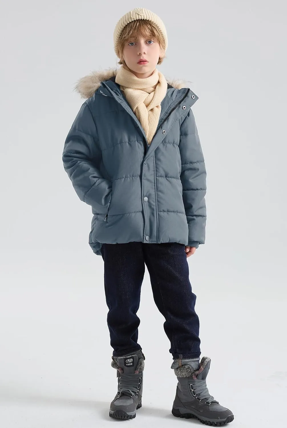maoo garden Boys Winter Coat Kids Heavyweight Sherpa Lined Jacket Cotton Windproof Anorak Jacket