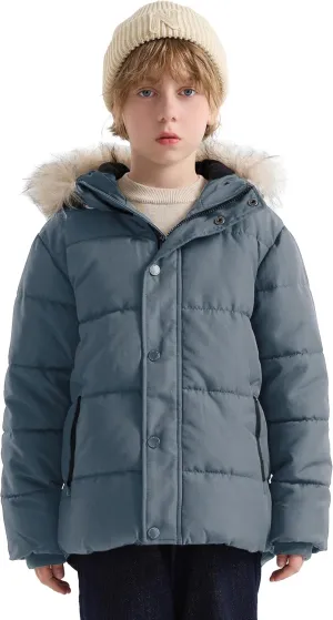 maoo garden Boys Winter Coat Kids Heavyweight Sherpa Lined Jacket Cotton Windproof Anorak Jacket