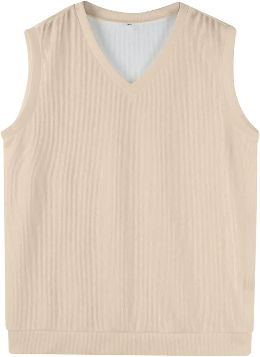 Men Vest Sleeveless 2025 Lightweight Vest Sweater Business Work V Neck Solid Pullover Relaxed Fit Knitted Tops