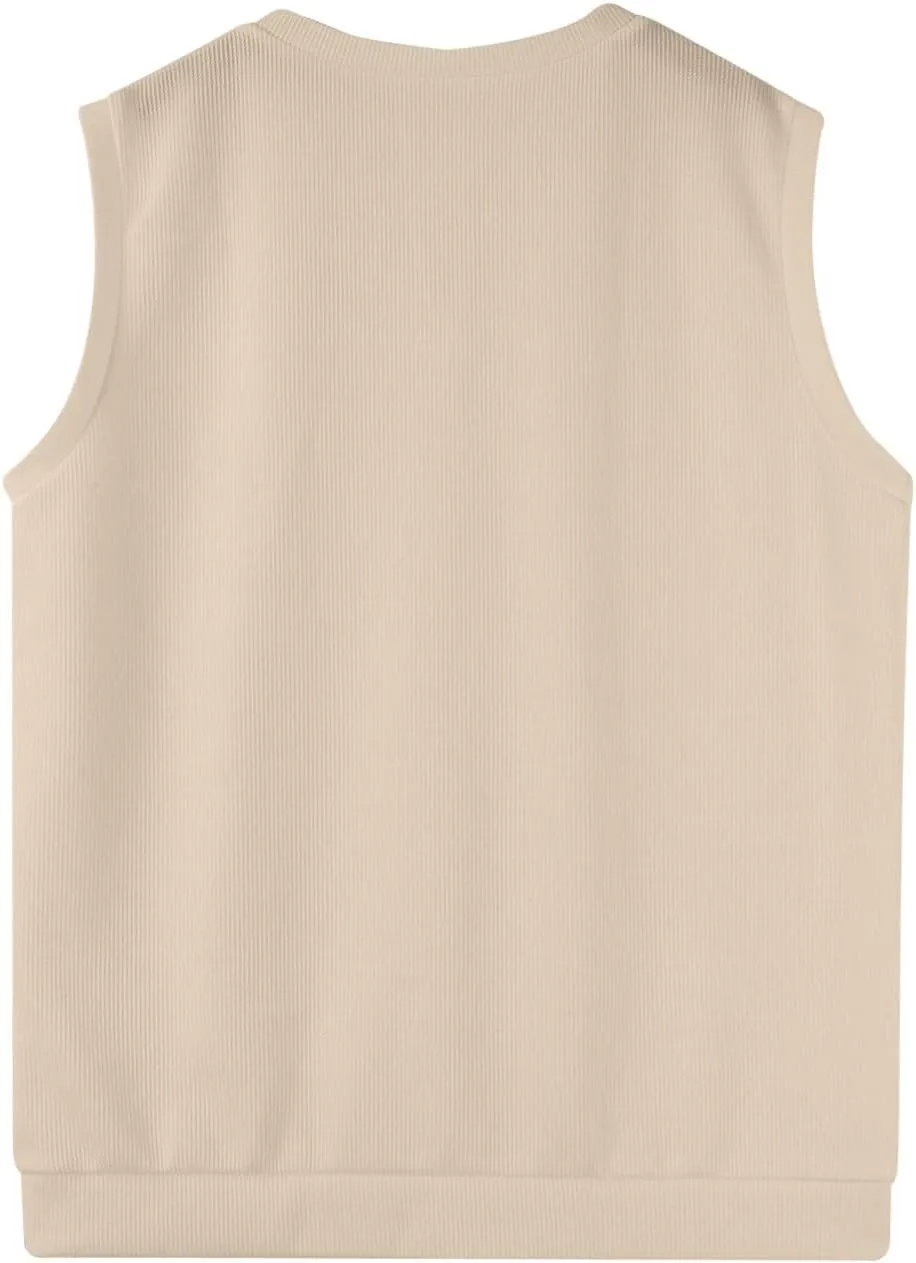 Men Vest Sleeveless 2025 Lightweight Vest Sweater Business Work V Neck Solid Pullover Relaxed Fit Knitted Tops