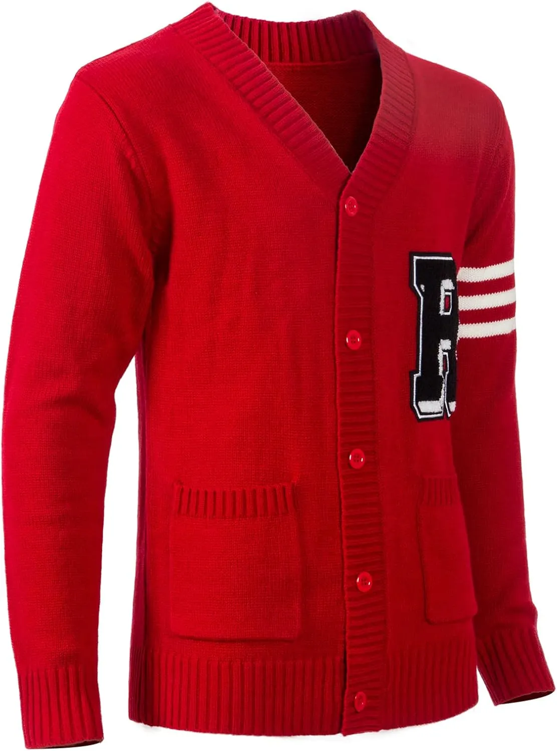 Men's 1950's Letterman Cardigan Sweater Hip Hop 50s Cardigan Sweater V-Neck Long Sleeve Cardigan Winter Sweater
