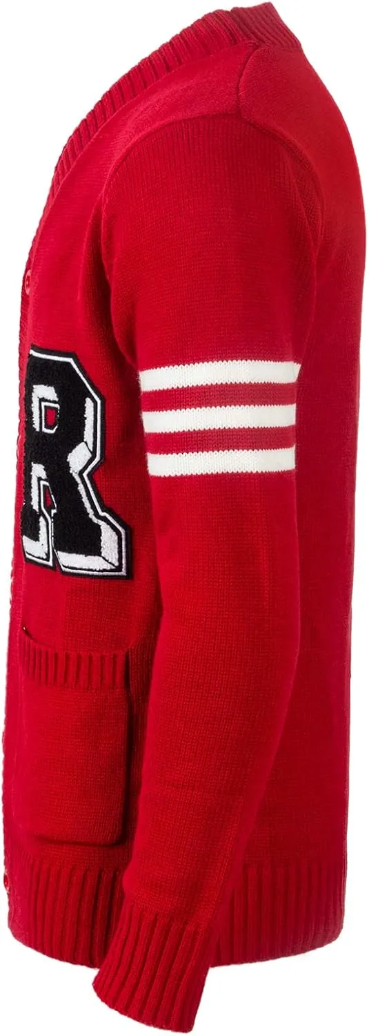 Men's 1950's Letterman Cardigan Sweater Hip Hop 50s Cardigan Sweater V-Neck Long Sleeve Cardigan Winter Sweater