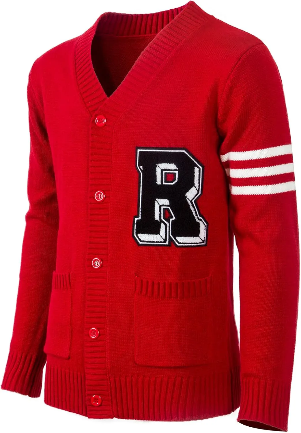 Men's 1950's Letterman Cardigan Sweater Hip Hop 50s Cardigan Sweater V-Neck Long Sleeve Cardigan Winter Sweater