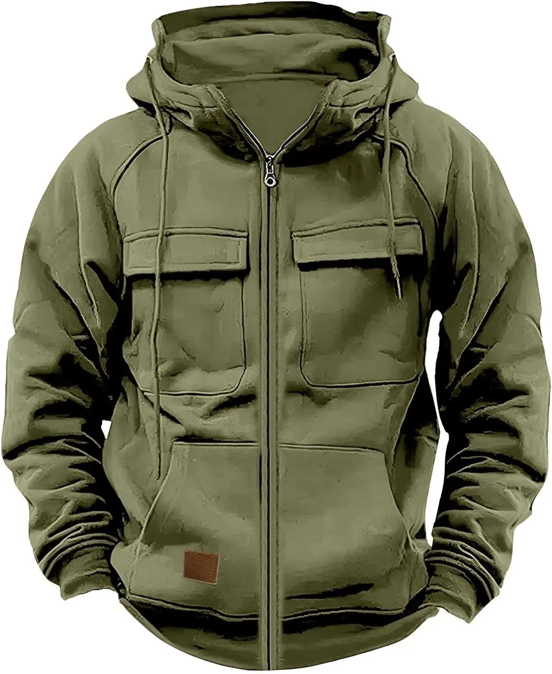 Men's Black Hoodie Sweatshirt Sleeved Zip Up Jacket Tops Outdoor Work Jackets For Men Graphic Sweatshirt Size 48