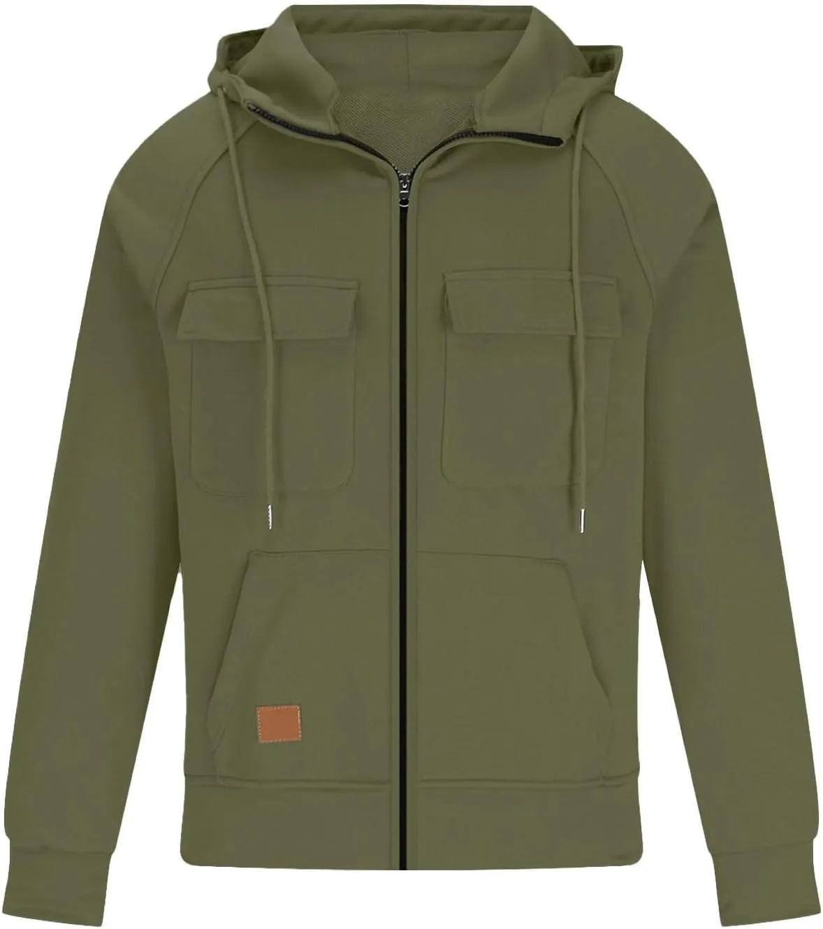 Men's Black Hoodie Sweatshirt Sleeved Zip Up Jacket Tops Outdoor Work Jackets For Men Graphic Sweatshirt Size 48