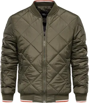 Men's Bomber Jacket Collar Solid Color Zipper Cotton-Padded Jacket Casual Fall Winter Military Coats Outwear
