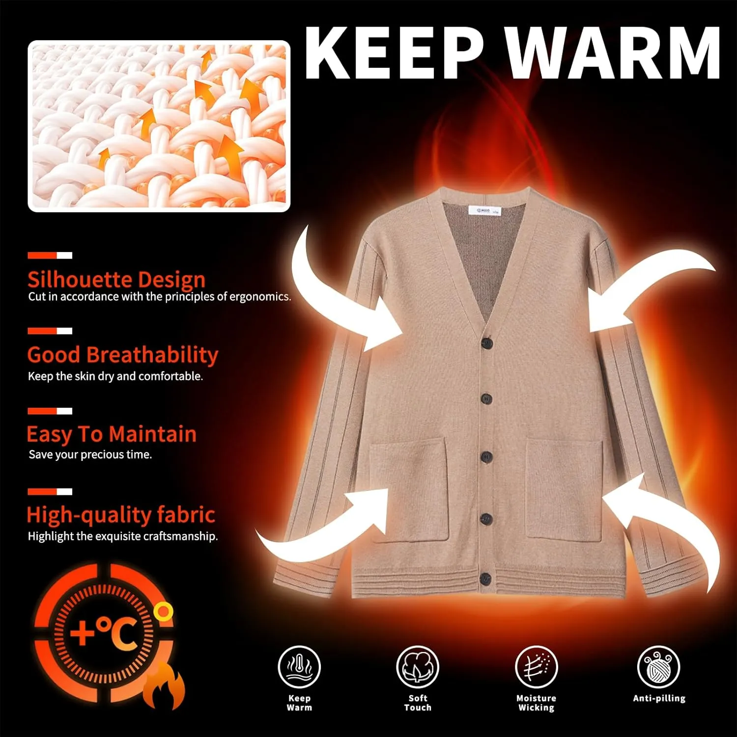 Men's Cardigan Wool Sweater Trend Cool Wool Sweater Men's Coat Spring and Autumn Knitted Sweater