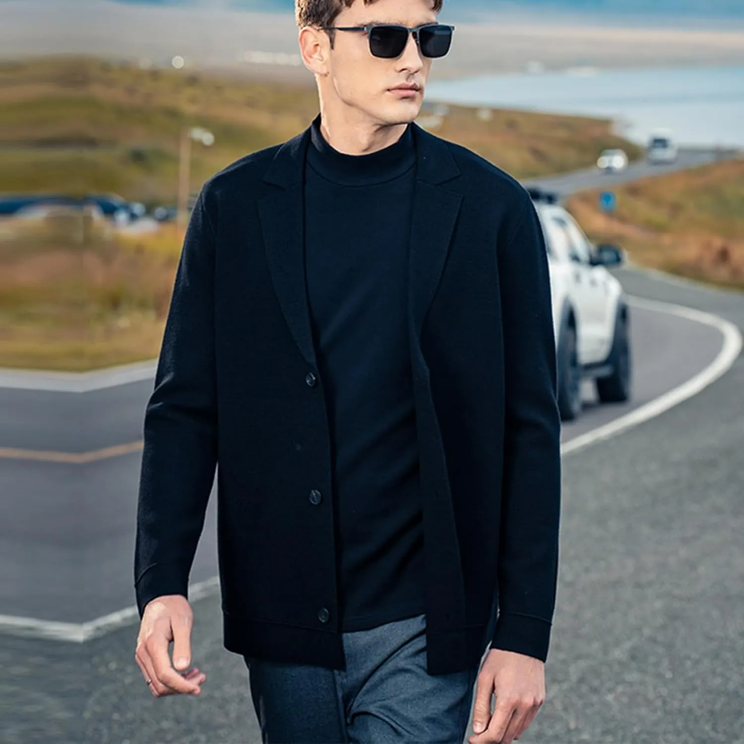 Men's Cardigan Wool Sweater Trend Cool Wool Sweater Men's Coat Spring and Autumn Knitted Sweater