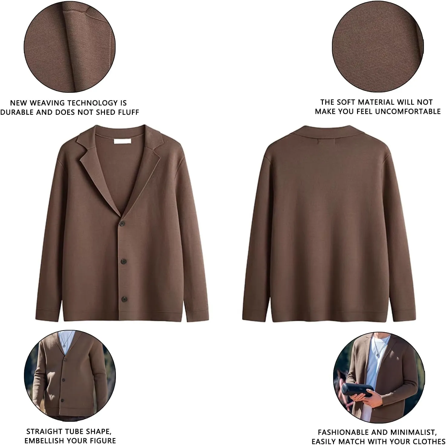 Men's Cardigan Wool Sweater Trend Cool Wool Sweater Men's Coat Spring and Autumn Knitted Sweater