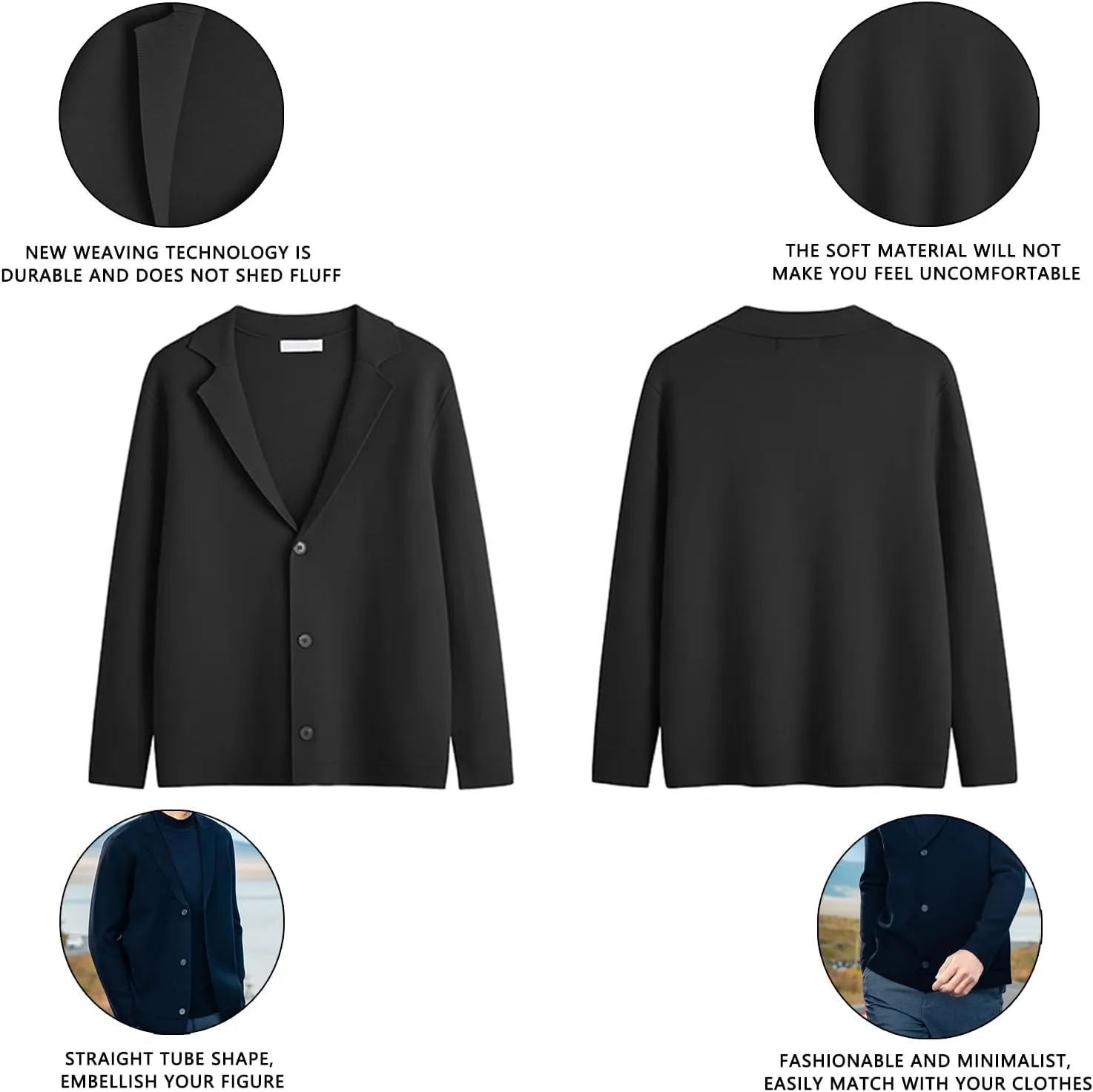 Men's Cardigan Wool Sweater Trend Cool Wool Sweater Men's Coat Spring and Autumn Knitted Sweater