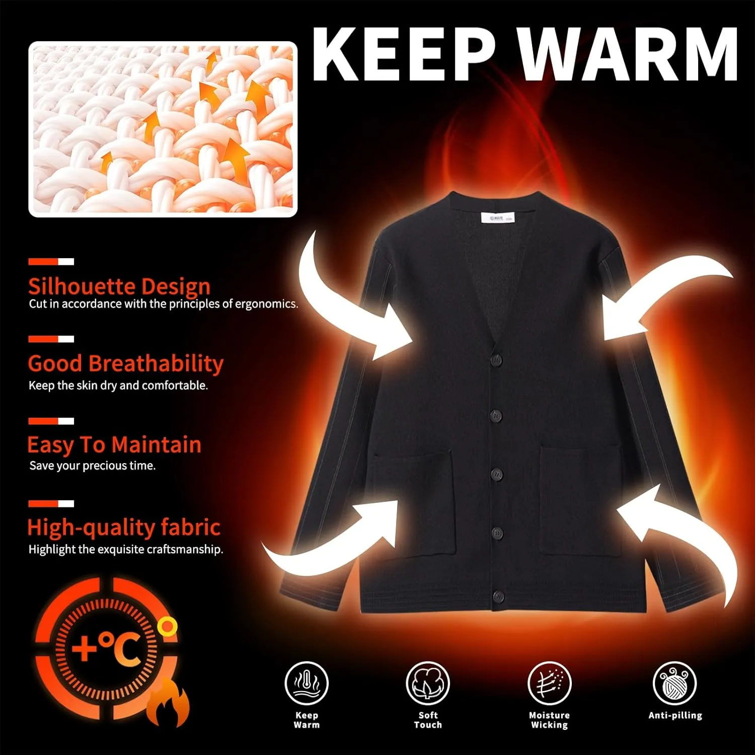 Men's Cardigan Wool Sweater Trend Cool Wool Sweater Men's Coat Spring and Autumn Knitted Sweater
