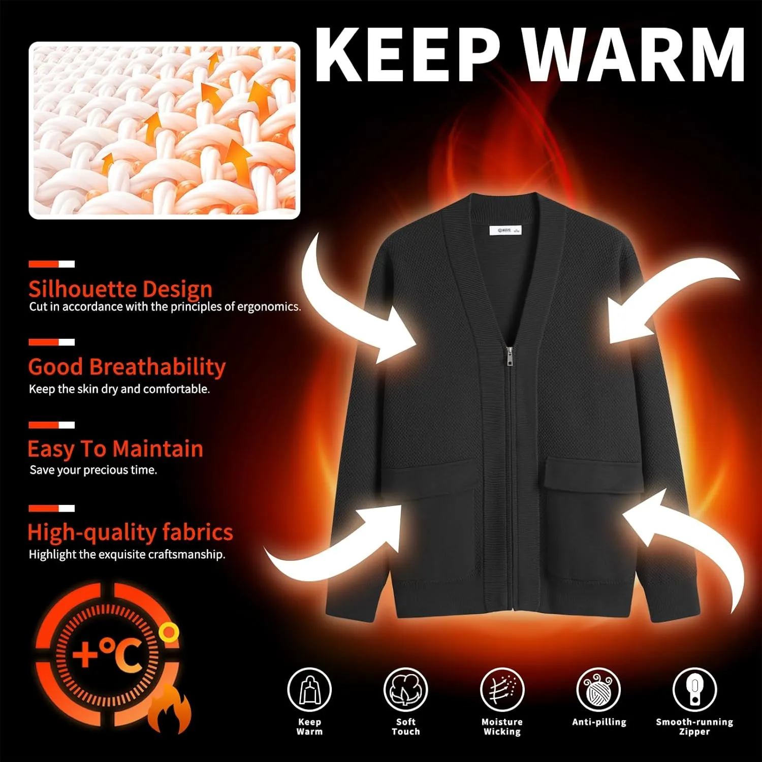 Men's Cardigan Wool Sweater Trend Cool Wool Sweater Men's Coat Spring and Autumn Knitted Sweater