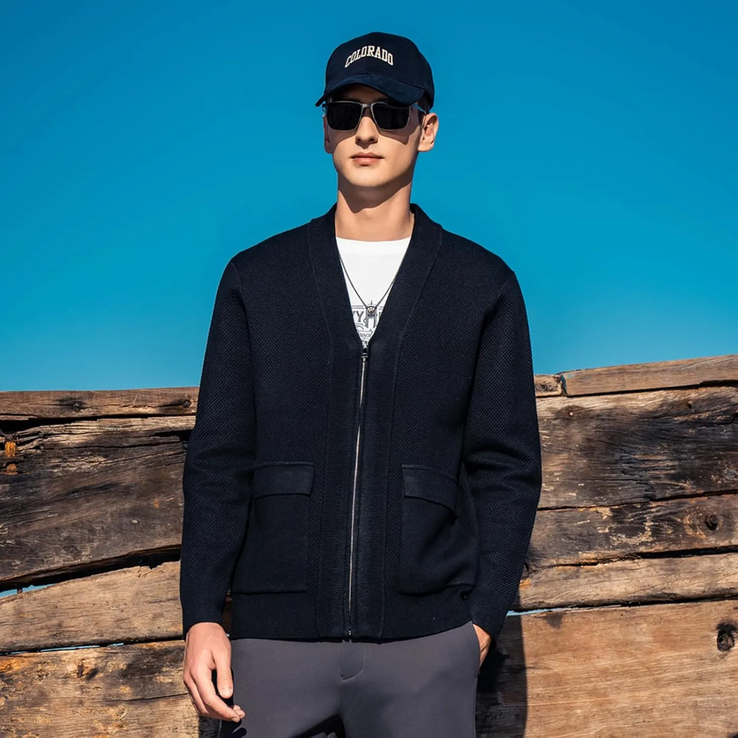 Men's Cardigan Wool Sweater Trend Cool Wool Sweater Men's Coat Spring and Autumn Knitted Sweater