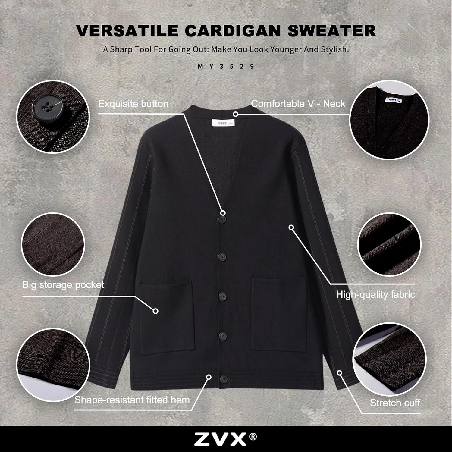 Men's Cardigan Wool Sweater Trend Cool Wool Sweater Men's Coat Spring and Autumn Knitted Sweater