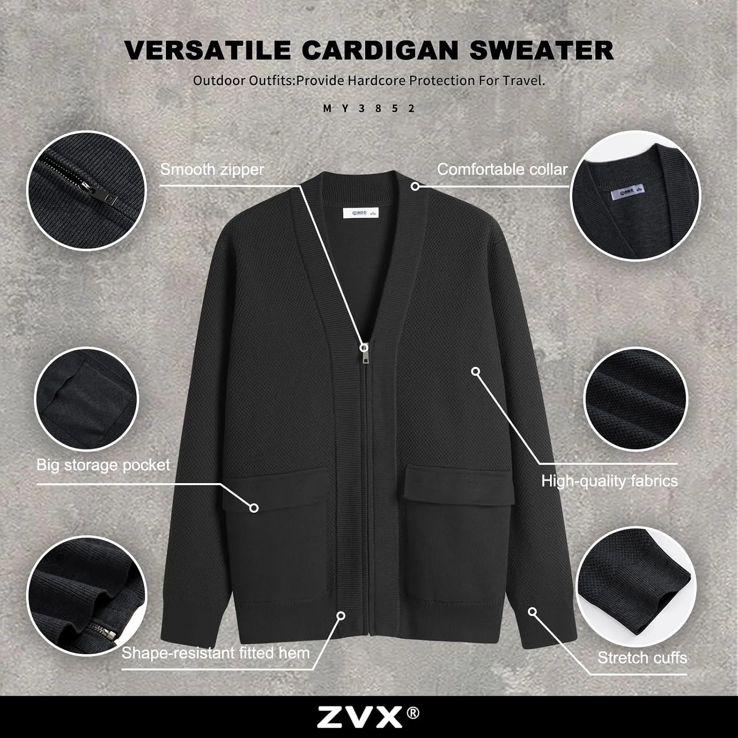 Men's Cardigan Wool Sweater Trend Cool Wool Sweater Men's Coat Spring and Autumn Knitted Sweater