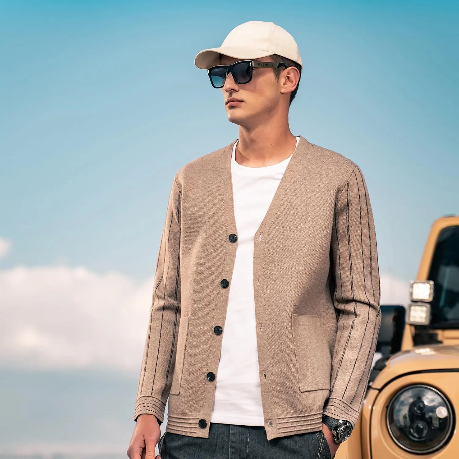Men's Cardigan Wool Sweater Trend Cool Wool Sweater Men's Coat Spring and Autumn Knitted Sweater