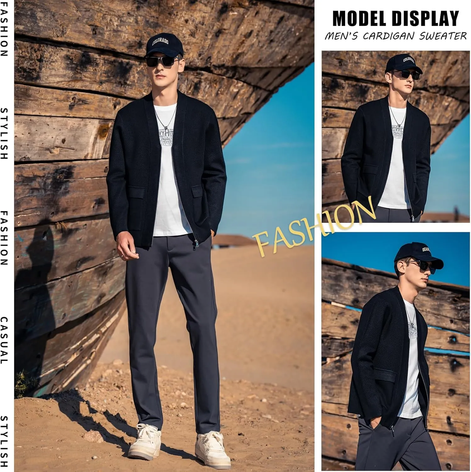 Men's Cardigan Wool Sweater Trend Cool Wool Sweater Men's Coat Spring and Autumn Knitted Sweater