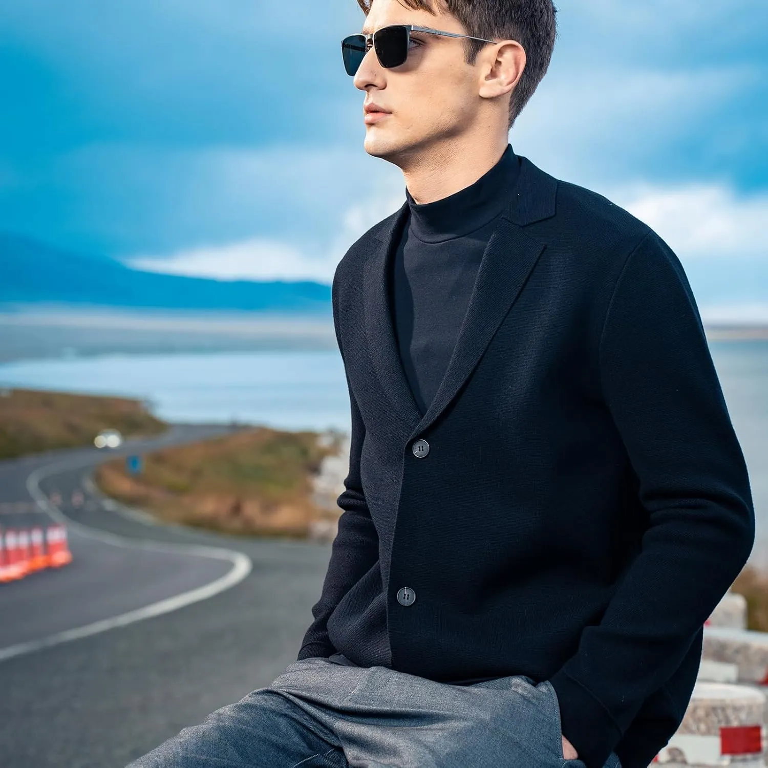 Men's Cardigan Wool Sweater Trend Cool Wool Sweater Men's Coat Spring and Autumn Knitted Sweater