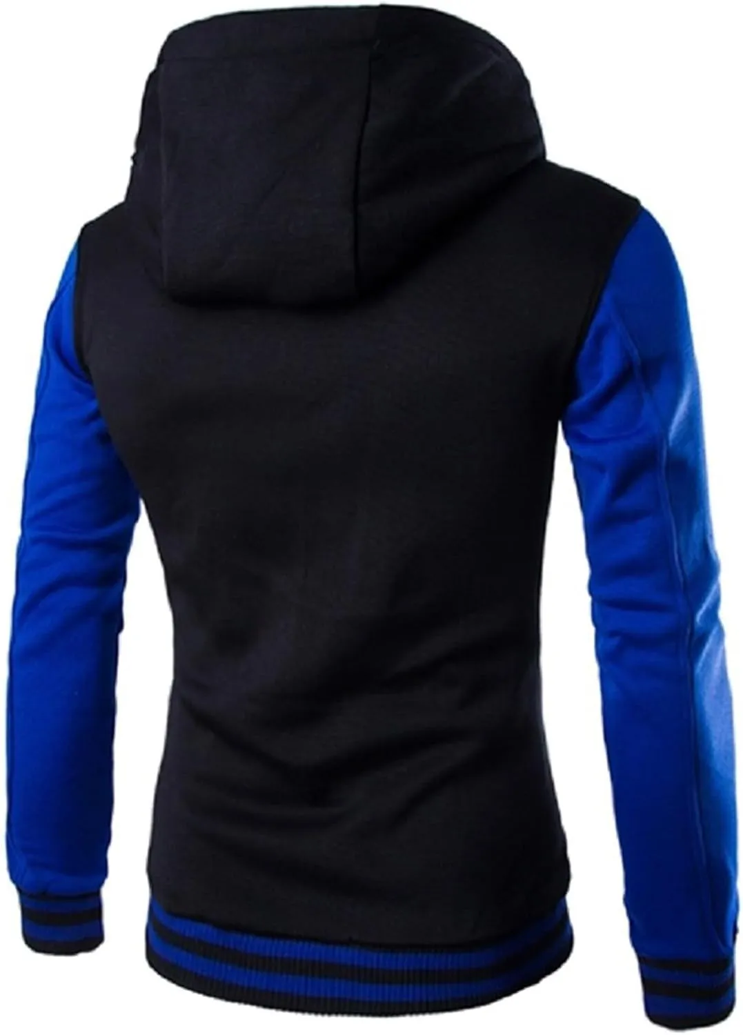 Men's Casual Hooded Varsity Jacket Slim Fit Baseball Jacket Sports Button Brushed Lightweight Warm Winter Coats