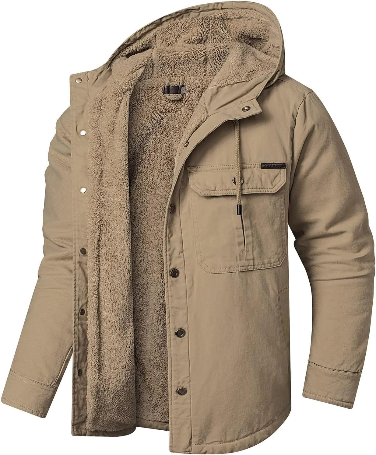 Mens Casual Padded Lambswool Zipper Jackets Lapel Loose Coats Long Sleeves Thicken Jackets Cotton Warm Tops