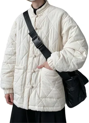 Men's Chinese Style Cotton Padded Coat - Winter Button-Up Coat - Zhongshan Suit Thickened Tang Suit Coat