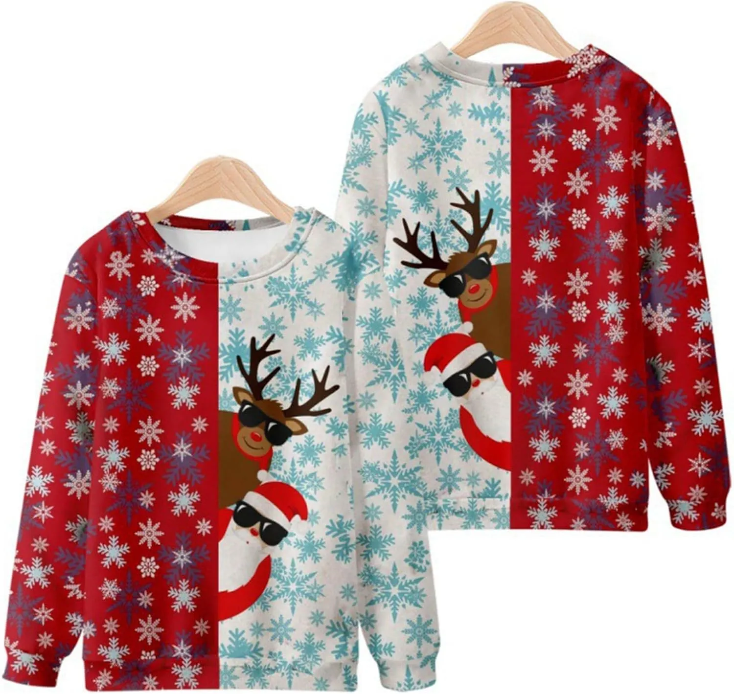 Mens Christmas Sweatshirts Festival Pullover Lightweight Crewneck Shirts Funny Long Sleeve Holiday Henley Sweater