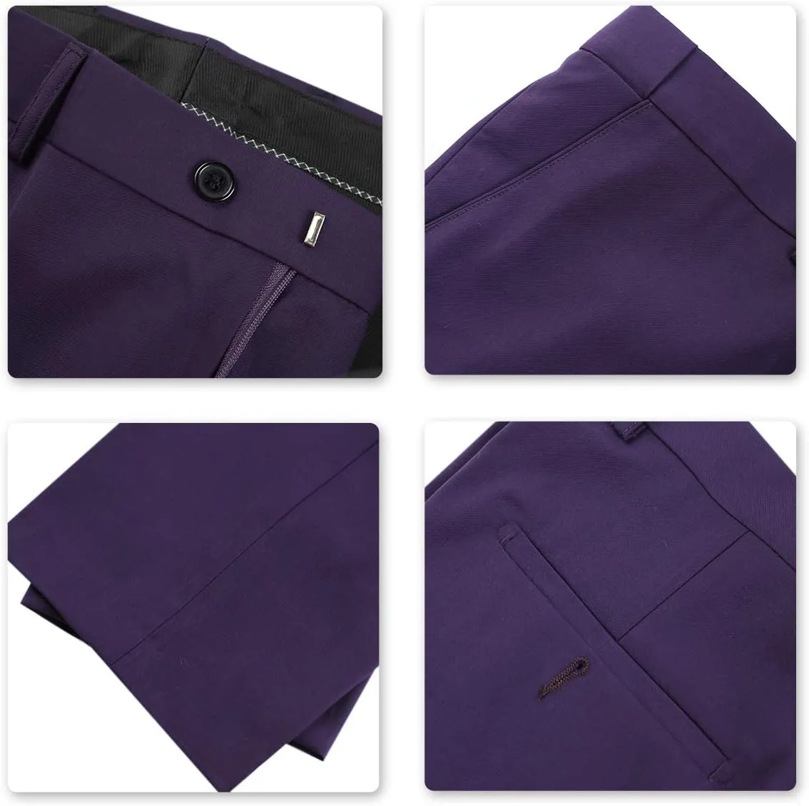 Mens Classic Slim Fit Fit Stretch Flat Front Slacks Dress Pants