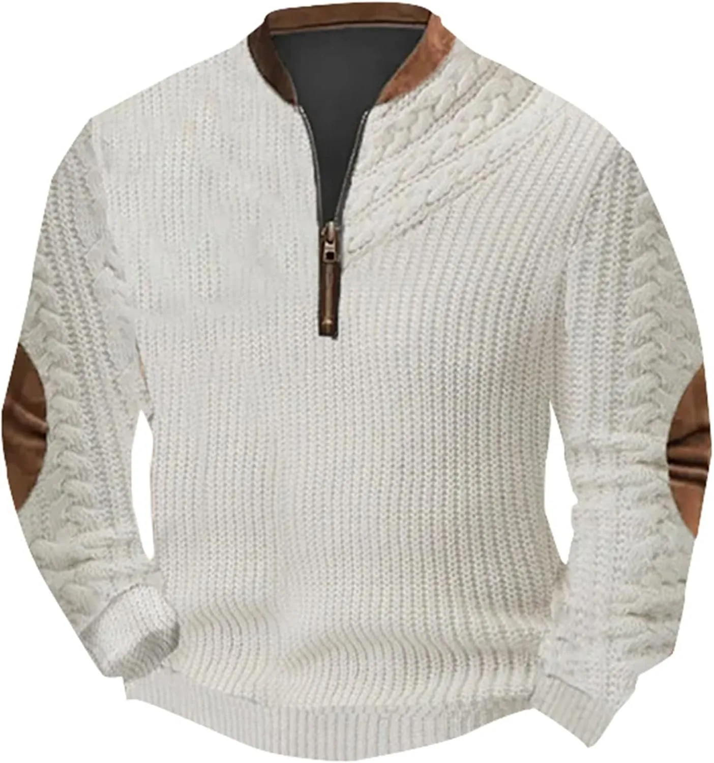 Men's Crewneck Sweatshirts Men's Casual Fashion Loose 3D Printed Zipper Long Casual V Neck Slim Fit Pullover T-Shirt