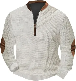 Men's Crewneck Sweatshirts Men's Casual Fashion Loose 3D Printed Zipper Long Casual V Neck Slim Fit Pullover T-Shirt