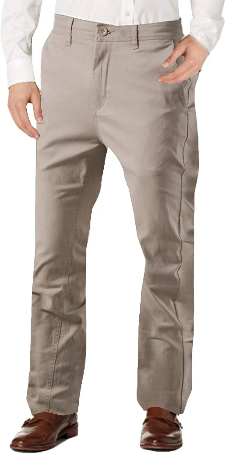 Mens Fleece Chino Carpenter Pants Big&Tall Elastic Waist Flat Front Casual Smart Business Trousers Winter Work Pant Plus Size