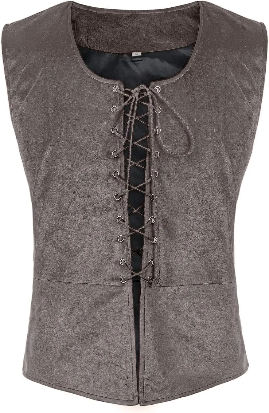 Men's Gothic Tank Top Renaissance Steampunk Lace-up Vintage Tank Top Victoria