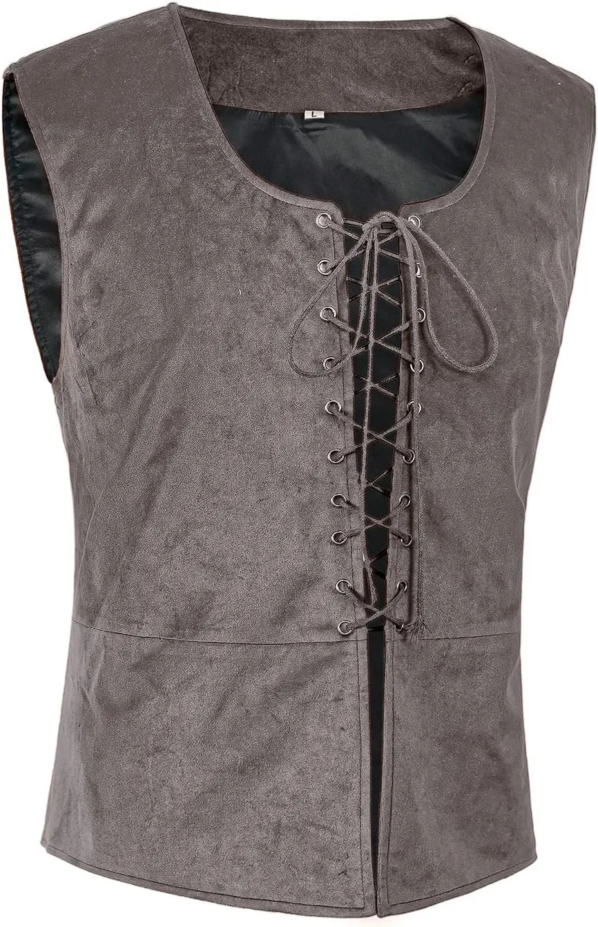 Men's Gothic Tank Top Renaissance Steampunk Lace-up Vintage Tank Top Victoria