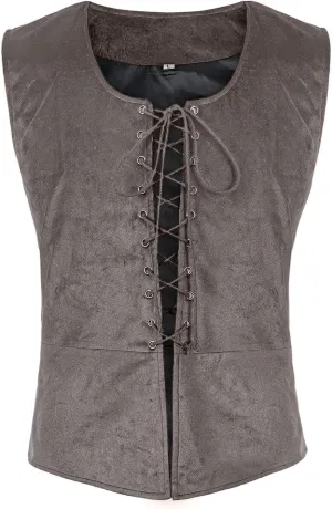 Men's Gothic Tank Top Renaissance Steampunk Lace-up Vintage Tank Top Victoria