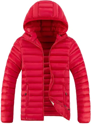 Mens Lightweight Down Jackets with Hood Zip Up Warm Winter Padded Puffer Jacket Packable Bubble Coats Quilted Outwear