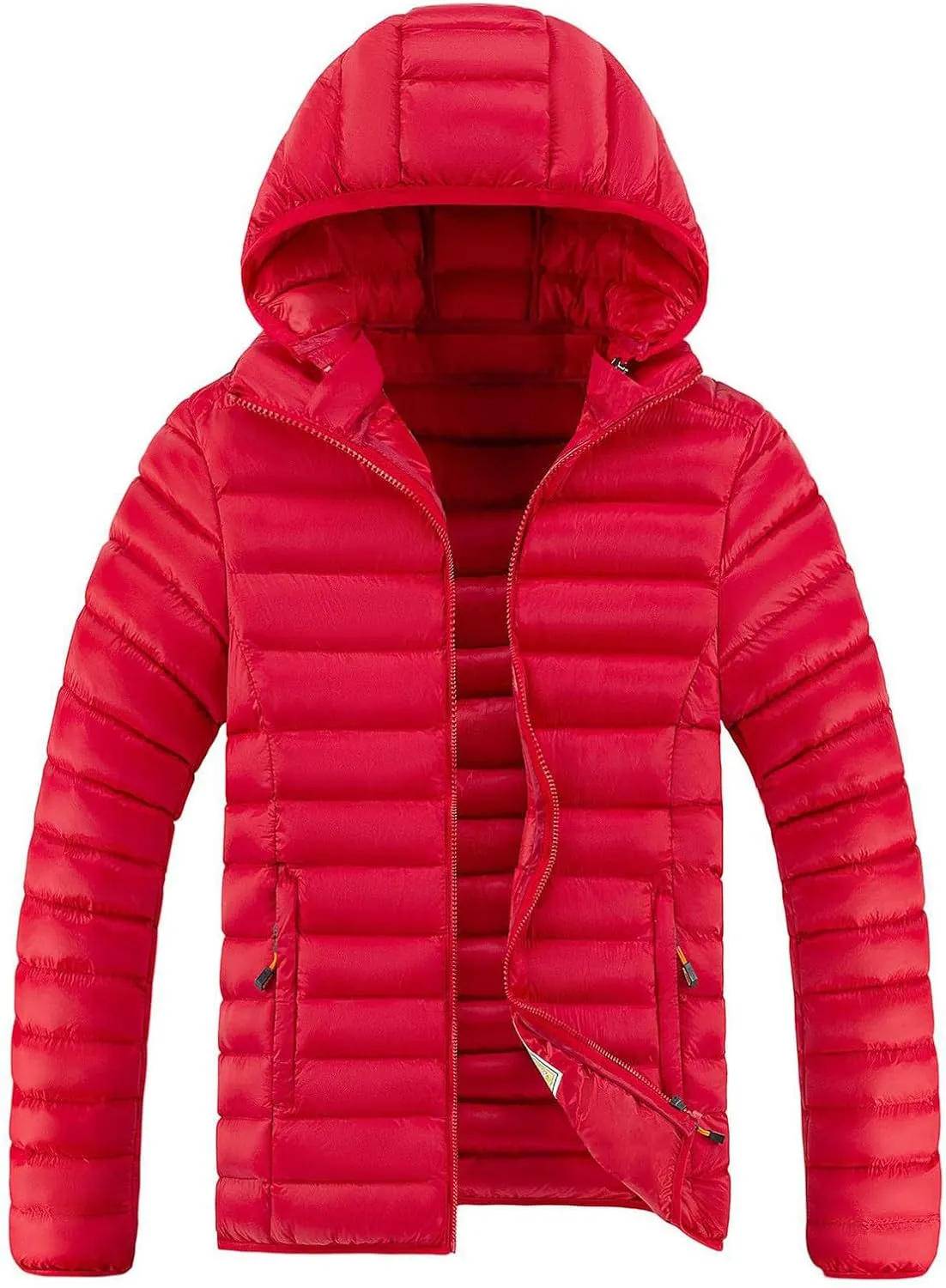 Mens Lightweight Down Jackets with Hood Zip Up Warm Winter Padded Puffer Jacket Packable Bubble Coats Quilted Outwear