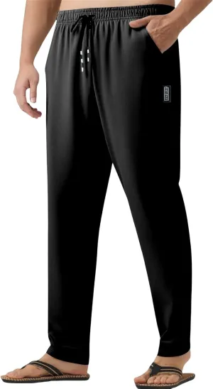Men's Lounge Pants Drawstring Breathable Comfy Sweatpants Lightweight Straight Leg Pants Summer Trousers with Pockets