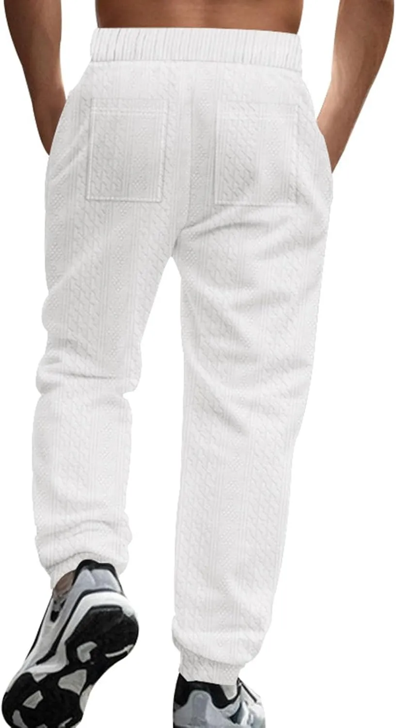 Mens Lounge Pants Plain Drawstring Elastic Slacks Vacation Beach Tapered Casual Pants Outdoor Fashion Fall Trousers