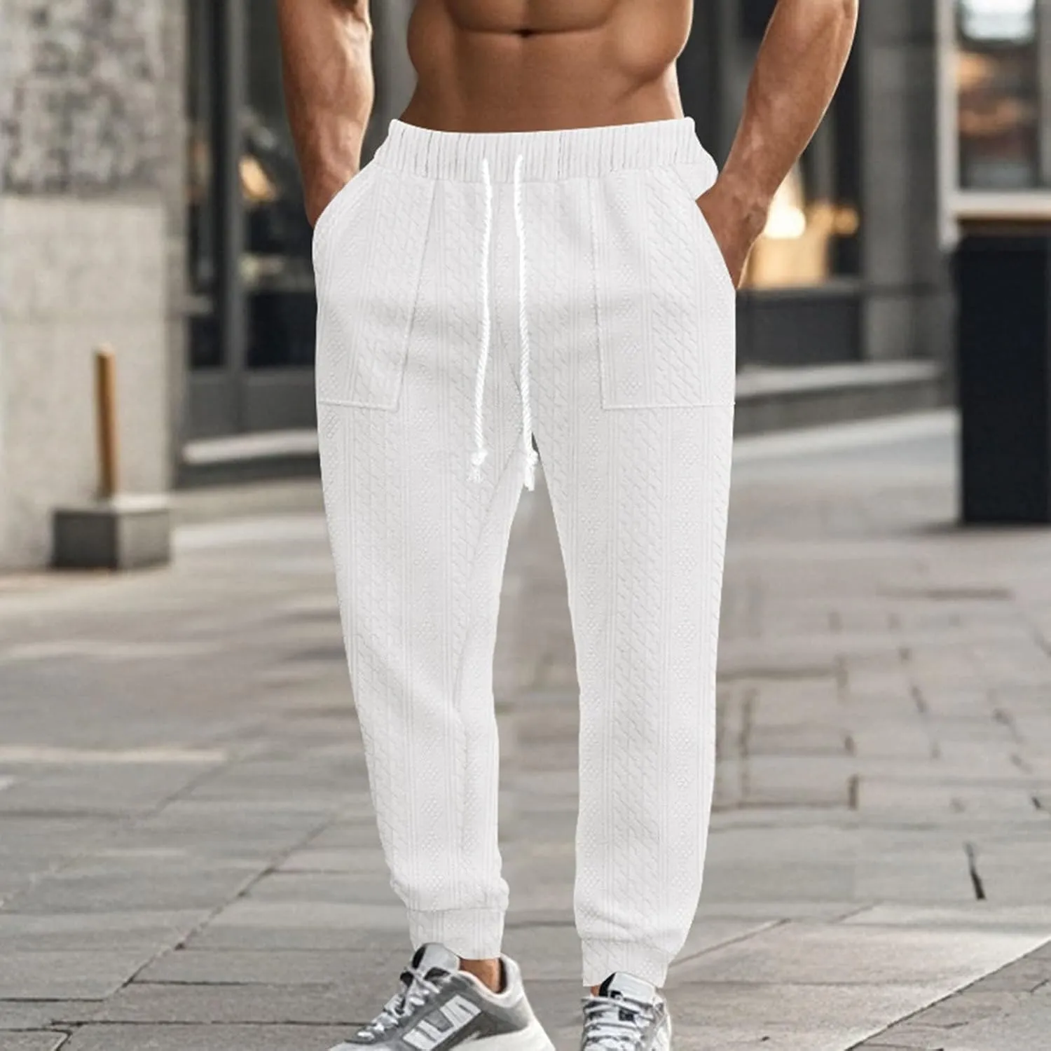 Mens Lounge Pants Plain Drawstring Elastic Slacks Vacation Beach Tapered Casual Pants Outdoor Fashion Fall Trousers