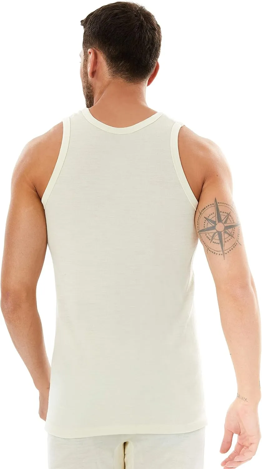 Men's Merino Wool Tank Top 185 Base Layer for Skiing Hiking Camping Hunting, Lightweight Thermal Undershirt