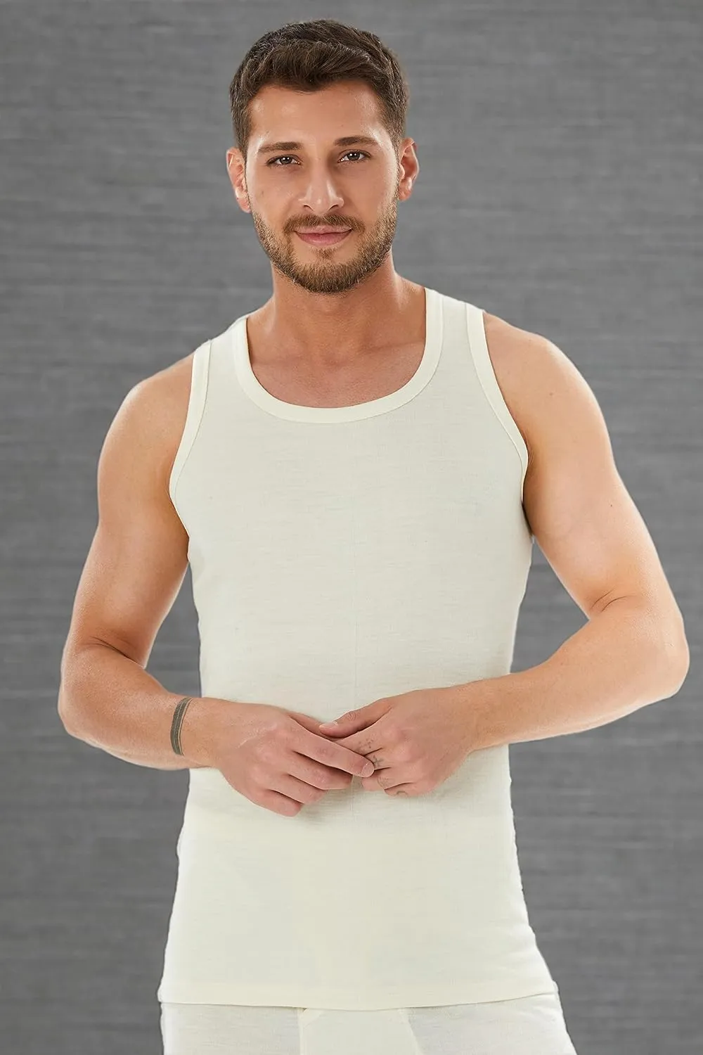 Men's Merino Wool Tank Top 185 Base Layer for Skiing Hiking Camping Hunting, Lightweight Thermal Undershirt