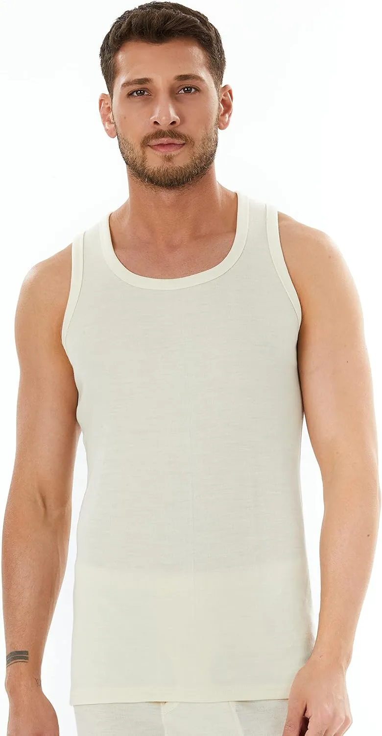 Men's Merino Wool Tank Top 185 Base Layer for Skiing Hiking Camping Hunting, Lightweight Thermal Undershirt