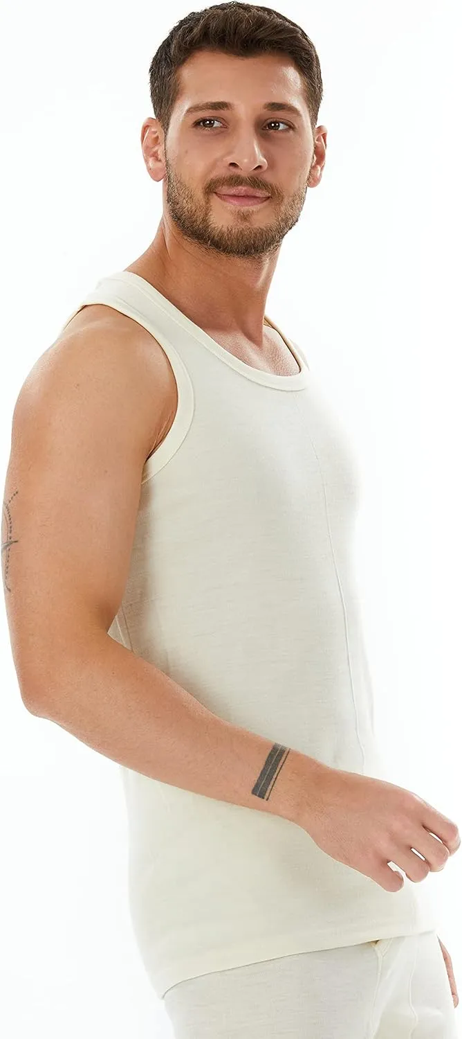 Men's Merino Wool Tank Top 185 Base Layer for Skiing Hiking Camping Hunting, Lightweight Thermal Undershirt