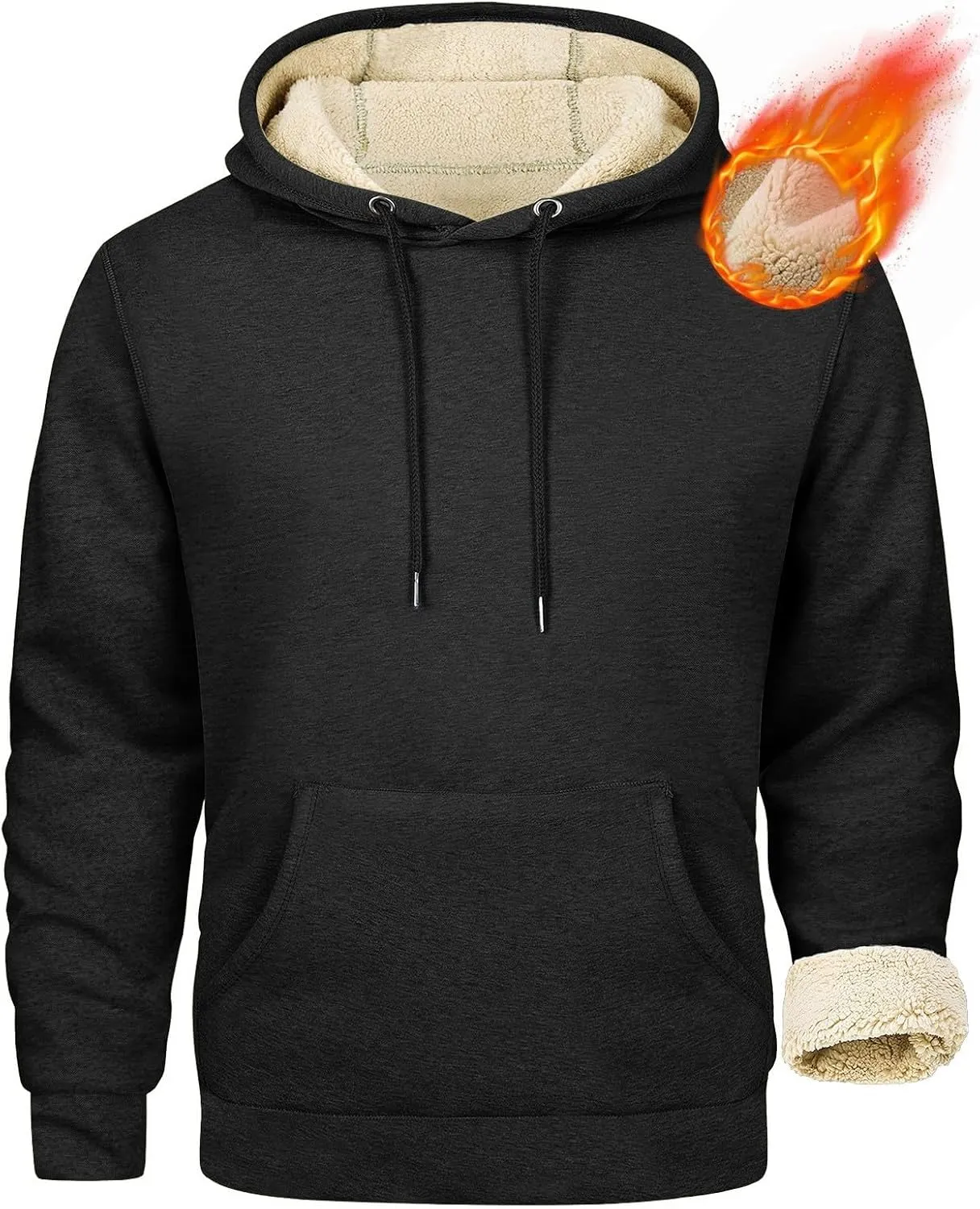 Men's Oversized Heavyweight Fleece Hoodie Winter Casual Hoodies Pullover Hooded Sweatshirts for Men with Pockets